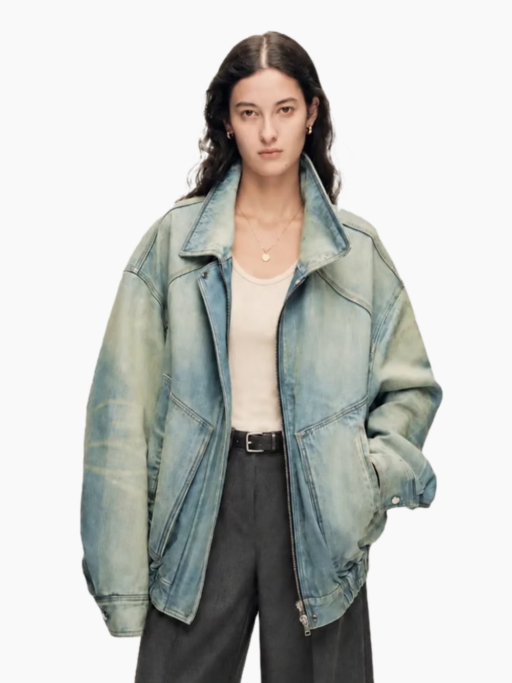 Firelady Fur Warm Mist Glass Denim Parka Size Medium